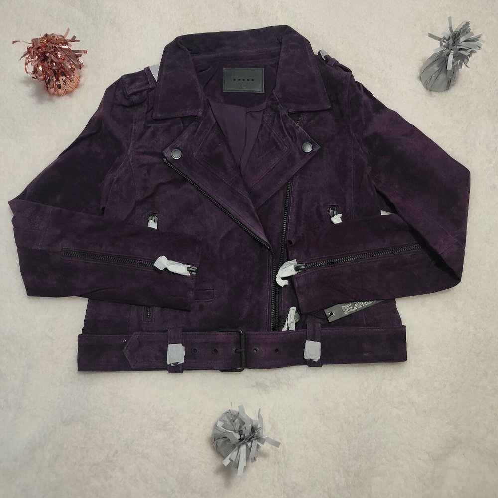 Blank NYC Womens Twilight Purple Medium Leather Jacket